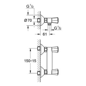 Mélangeur de douche COSTA L entraxe 150 mm bicommande - GROHE - 26330001