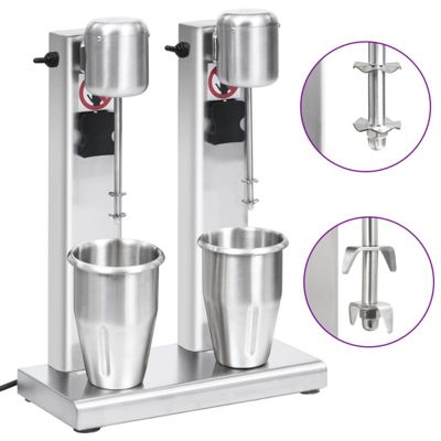 Mélangeur de milkshake avec deux coupelles Acier inoxydable 2 L