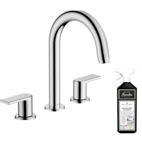 Mélangeur lavabo HANSGROHE 3 trous avec tirette et vidage chrome + nettoyant Briochin