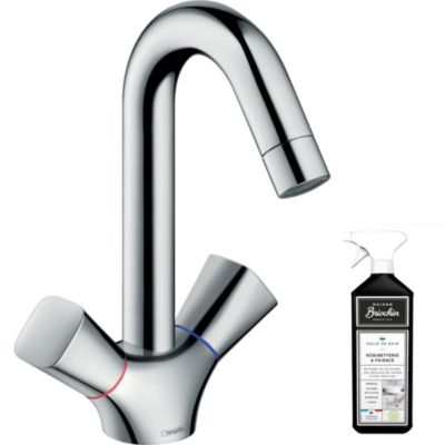 Mélangeur lavabo HANSGROHE avec tirette et vidage chrome + nettoyant Briochin