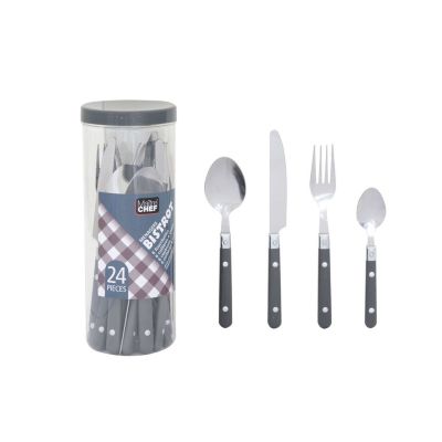 Ménagère Bistrot en acier inoxydable 24 Pièces - Gris