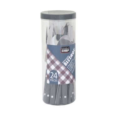 Ménagère Bistrot en acier inoxydable 24 Pièces - Gris