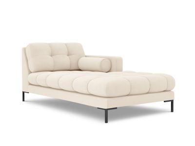 Méridienne droite "Bali" en tissu structurel beige clair