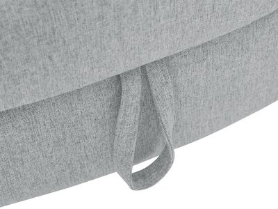Méridienne droite convertible en tissu gris clair avec coffre de rangement PENELOPE