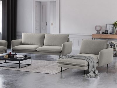 Méridienne droite "Vienna" en tissu structurel gris clair