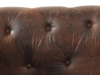 Méridienne gauche chesterfield en microfibre aspect cuir vieilli SHIREL