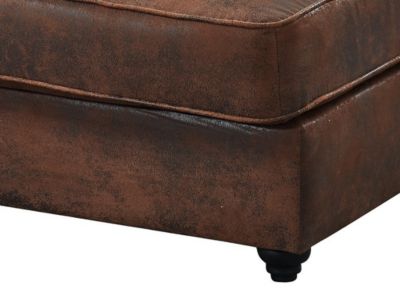Méridienne gauche chesterfield en microfibre aspect cuir vieilli SHIREL