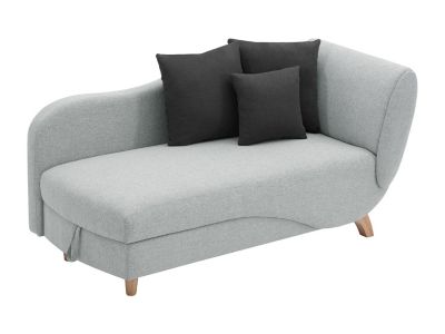Méridienne gauche convertible en tissu gris clair avec coffre de rangement PENELOPE