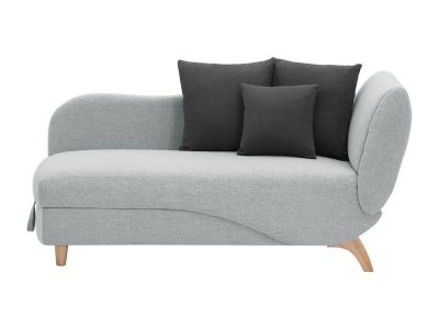 Méridienne gauche convertible en tissu gris clair avec coffre de rangement PENELOPE