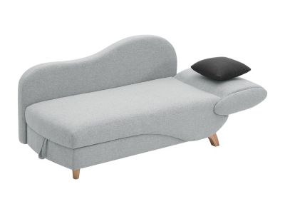 Méridienne gauche convertible en tissu gris clair avec coffre de rangement PENELOPE
