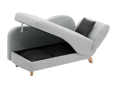 Méridienne gauche convertible en tissu gris clair avec coffre de rangement PENELOPE