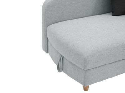 Méridienne gauche convertible en tissu gris clair avec coffre de rangement PENELOPE