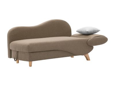 Méridienne gauche convertible en tissu marron avec coffre de rangement PENELOPE