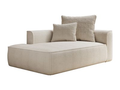 Méridienne gauche en velours côtelé grosses côtes beige PINETA