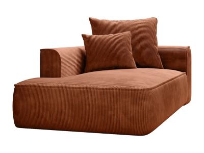 Méridienne gauche en velours côtelé terracotta PINETA
