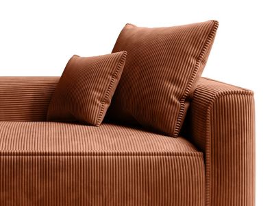 Méridienne gauche en velours côtelé terracotta PINETA