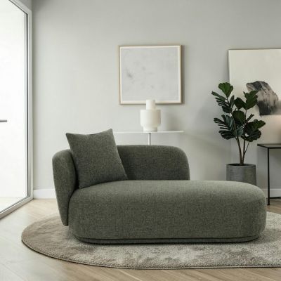 Méridienne verte design organique et coussin assorti NAMSOS
