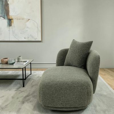 Méridienne verte design organique et coussin assorti NAMSOS