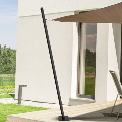 Mât de fixation pour voile d'ombrage H. 220 CM poteau et base acier