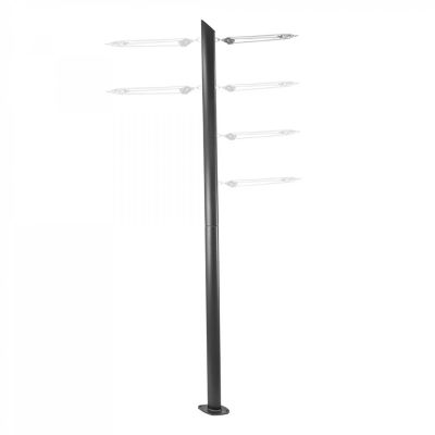 Mât Pour Voiles Ombrage En Acier Couleur Anthracite Hauteur Réglable 275cm Avec Base 90 Degrés
