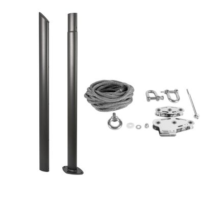 Mât Pour Voiles Ombrage En Acier Couleur Anthracite Hauteur Réglable 275cm Avec Base 90 Degrés