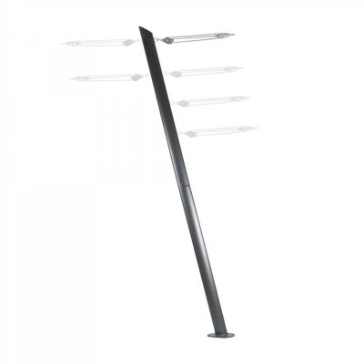 Mât Voiles Ombrage En Acier Anthracite Hauteur Réglable 275cm Avec Base 75 Degrés