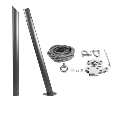 Mât Voiles Ombrage En Acier Anthracite Hauteur Réglable 275cm Avec Base 75 Degrés