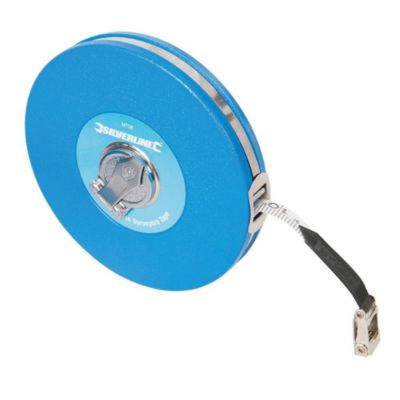 Mètre d'Arpenteur en Fibres de Verre 30 m x 13 mm - Précision et Résistance - Idéal pour Mesures Extérieures - Silverline
