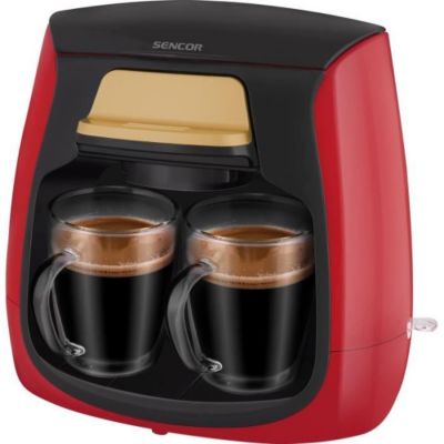 Machine a Cafe - Cafetiere Electrique  a café - SENCOR - SCE 2101RD - 0,3 L - 500 W - 2 tasses incluses - Rouge