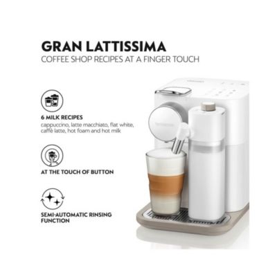 Machine à café à capsules DeLonghi EN640.W Gran Lattissima - Nettoyage automatique et réservoir de lait blanc
