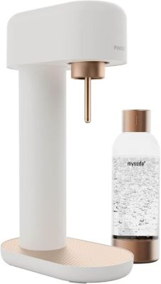 Machine à eau pétillante en aluminium (sans cylindre de CO2) avec une bouteille de gazéification d'1 litre - Blanc-Cuivre