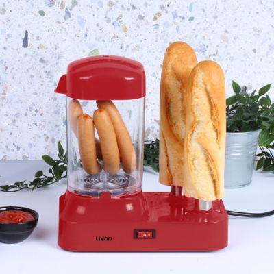 Machine à hot dog LIVOO DOC238RC 340W rouge chili capacité 6 saucisses