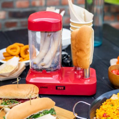 Machine à hot dog LIVOO DOC238RC 340W rouge chili capacité 6 saucisses