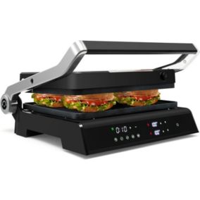 Machine à Sandwich 1200W Plaques 2 Face Antiadhésives Température Contrôle Indépendant Bac égouttement Amovible