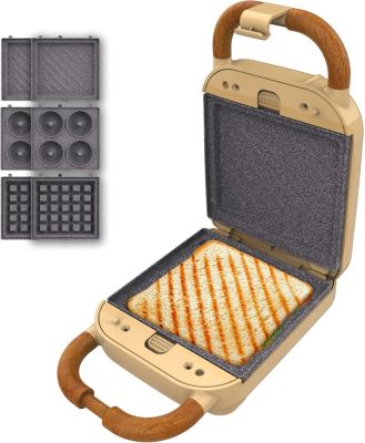 Machine à sandwich 3-en-1 700W Cecotec Jaune