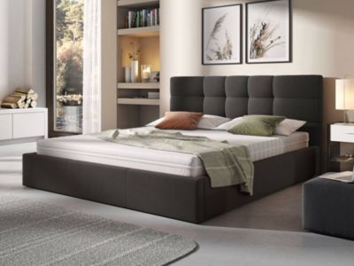 Mael - lit coffre - 180x200 - en tissu - sommier inclus - Best Mobilier