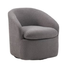 MAGDALENA - Fauteuil Pivotant Tissu Bouclette Gris Foncé