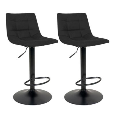 MAGNUS - Lot de 2 Tabourets Acier et Tissu Noir