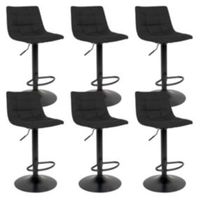 MAGNUS - Lot de 6 Tabourets Acier et Tissu Noir