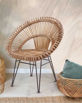 Mai Fauteuil rond en rotin tressé - Uniqka