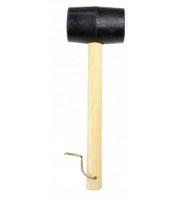 Maillet à Tête Caoutchouc Noir - Manche Bois 24 cm