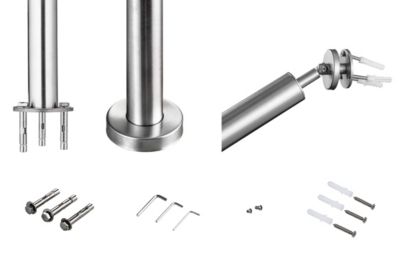 Main courante 1.2 m argent inox 201 fixation sol et mur escaliers intérieur extérieur by Aica