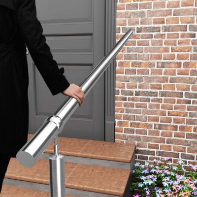 Main courante 1.2 m argent inox 201 fixation sol et mur escaliers intérieur extérieur by Aica