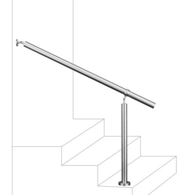 Main courante 1.5 m argent inox 201 fixation sol et mur escaliers intérieur extérieur by Aica