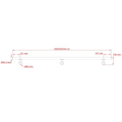 Main courante 200cm, inox 304, Design naturel aspect bois, rampe d'escalier ronde, avec 3 supports muraux, intérieur & extérieur