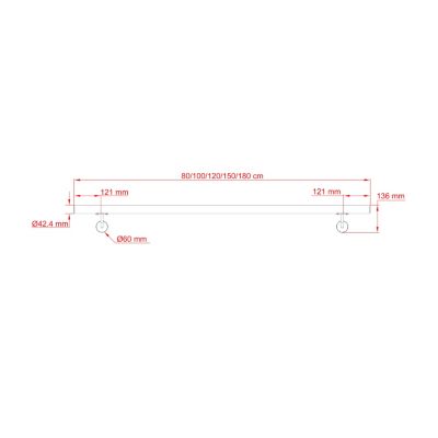 Main courante 80cm, inox 304, Noir mat, rampe d'escalier ronde, avec 2 supports muraux, intérieur & extérieur