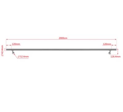 Main courante - acier inox 304 - 200cm - Rampe escalier mural avec embouts - Pour intérieur et extérieur - Avec supports muraux