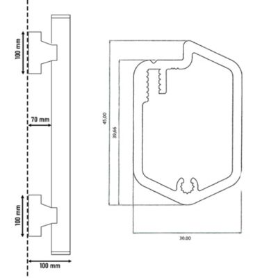 Main courante alu 1 mètre - Noir mat laqué 9005 - Kit avec 2 supports ...
