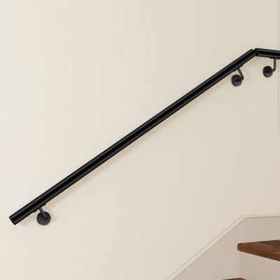 Main Courante Murale pour Escalier en Inox 304 noir - Rampe Escalier 220 cm avec Supports Fixation et Embouts Inclus