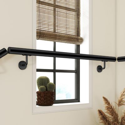 Main Courante Murale pour Escalier en Inox 304 noir - Rampe Escalier 220 cm avec Supports Fixation et Embouts Inclus